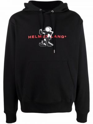 Sudadera con capucha con estampado Helmut Lang negro
