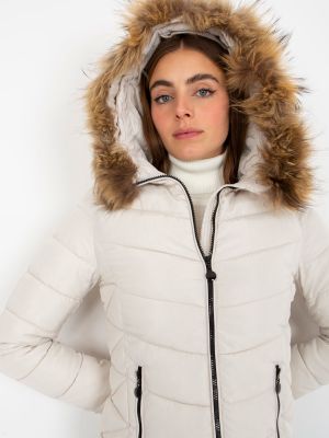 Stepēta starpsezonu sieviešu jaka ar kapuci Fashionhunters balts
