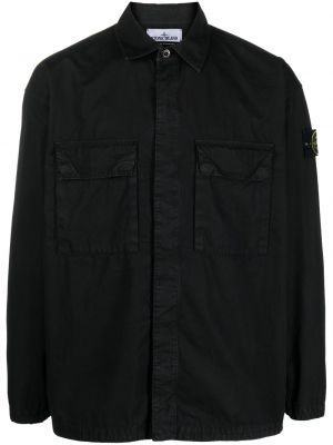 Памучна риза Stone Island черно