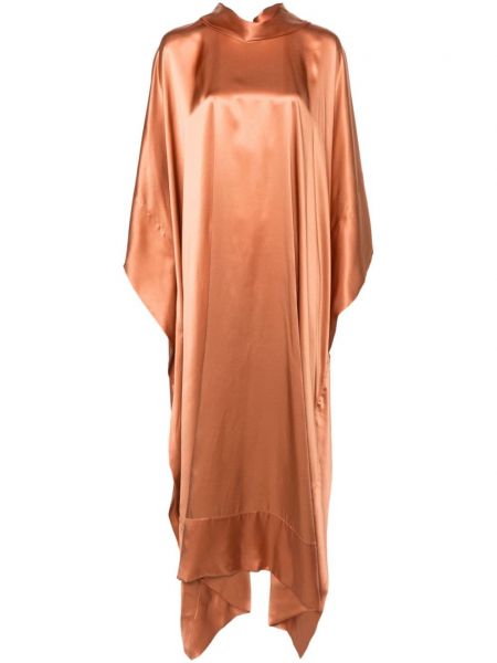 Svilena dolga obleka Taller Marmo oranžna