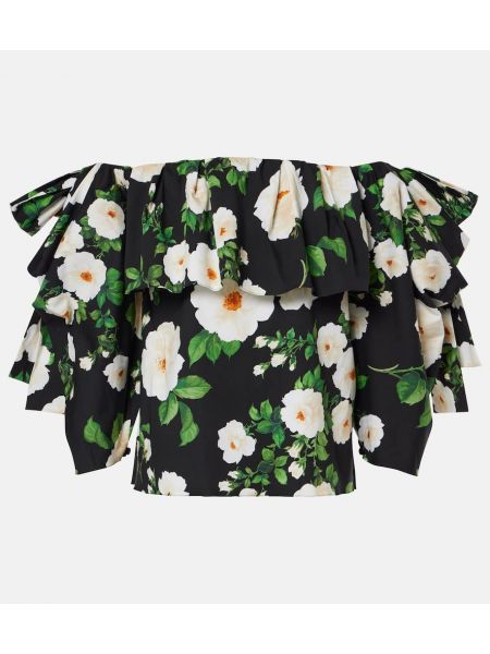 Floral lang topp Carolina Herrera svart