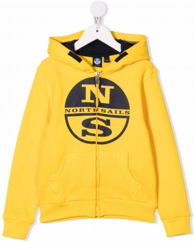 Bomull zip hettegenser for jenter North Sails Kids gul