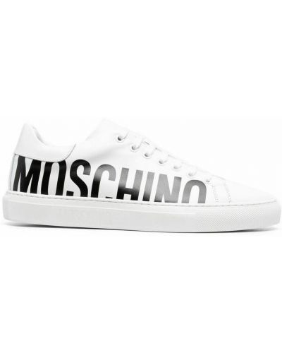 Sneakersy skorzane Moschino, biały