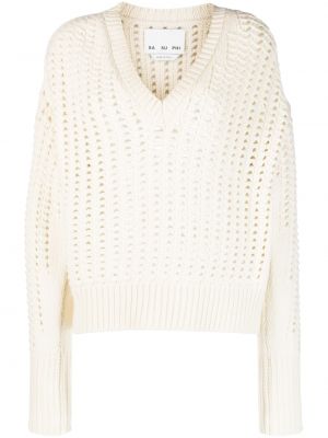 Пуловер с v-образно деколте Sa Su Phi бяло