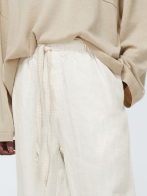 Lniane spodnie Commas białe
