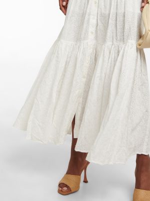 Bavlnené dlouhé šaty s výšivkou Veronica Beard biela
