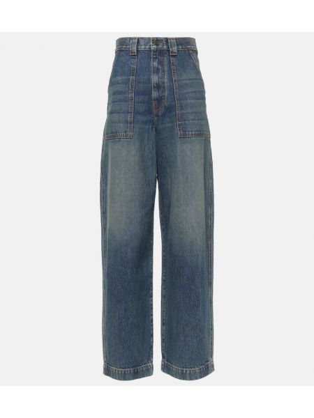 Høy midje straight jeans Khaite blå