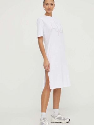 Памучна мини рокля Armani Exchange бяло