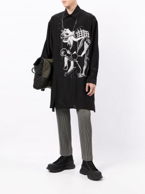 Camisa con estampado oversized Yohji Yamamoto negro