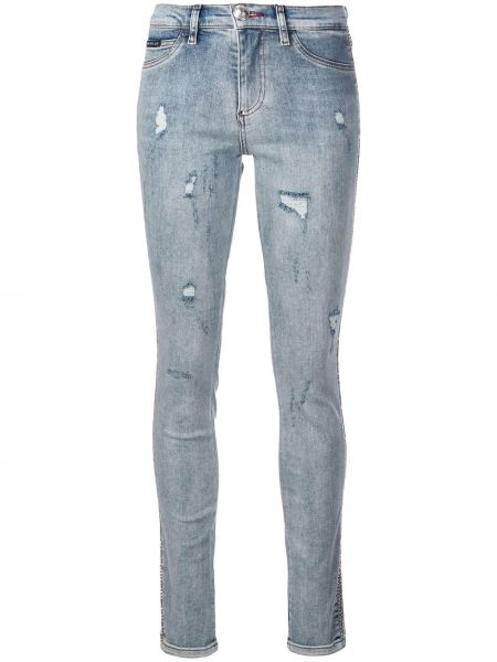 Jeans skinny effet usé Philipp Plein bleu