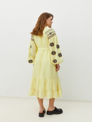 Сукня міді Ricamare жовта