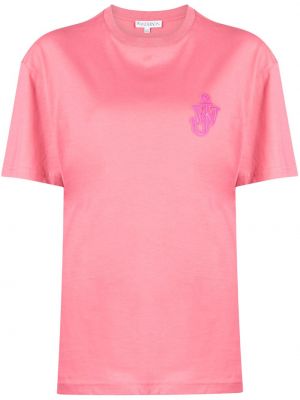 Bombažna majica Jw Anderson roza