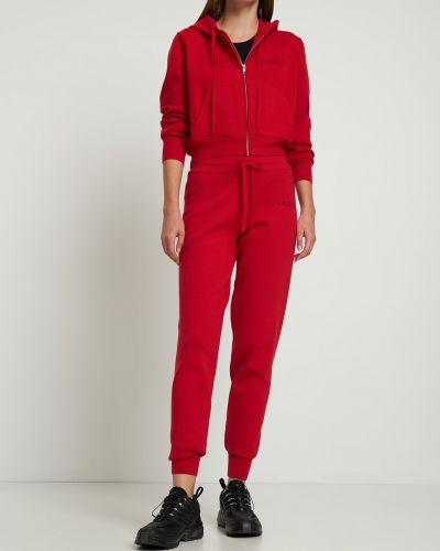 Bavlněná mikina s kapucí na zip Marc Jacobs červená