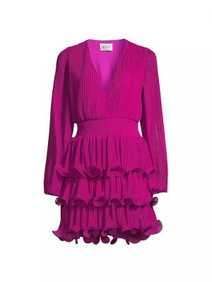 Плиссированное шифоновое платье мини Milly розовое