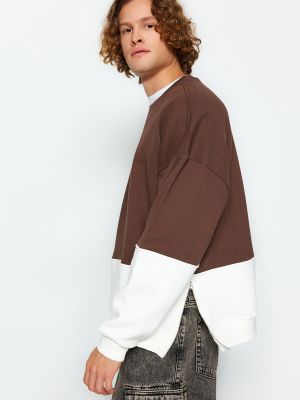 Oversize džemperis ar rāvējslēdzēju Trendyol brūns