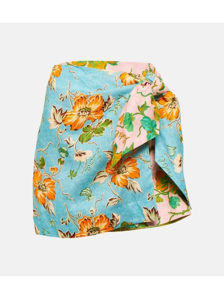 Lanena mini suknja s cvjetnim printom Alemais