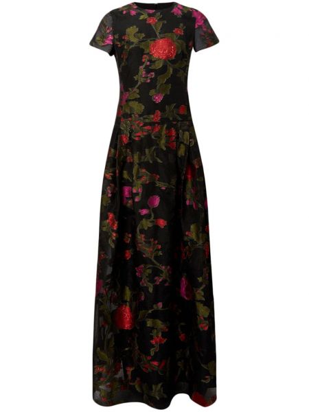 Pamučna ravna haljina s cvjetnim printom s printom Erdem