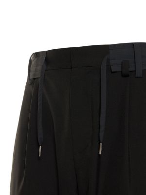 Vlnené nohavice Sacai čierna