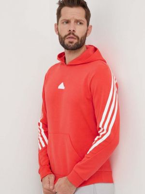 Суичър с качулка с принт Adidas червено