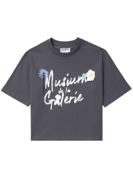 T-shirt en coton à fleurs avec applique Musium Div. gris