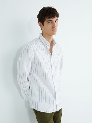 Camisa vaquera a rayas Tommy Jeans blanco