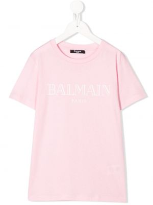 Trykt t-skjorte for jenter Balmain Kids rosa