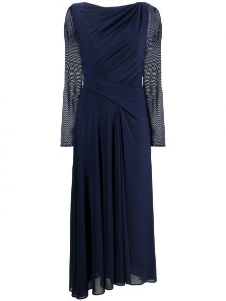 Асиметрична вечерна рокля с драперии Talbot Runhof синьо