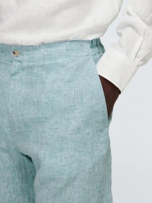 Lanene bermuda kratke hlače Loro Piana modra