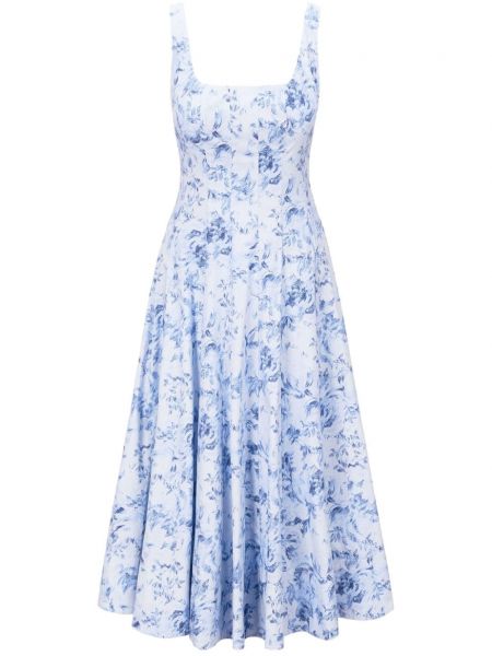 Kvetinové šaty s potlačou Staud modrá