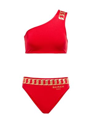 Bikini cu imagine Balmain roșu