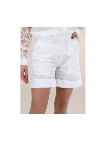 Pantalones cortos de encaje Twinset blanco