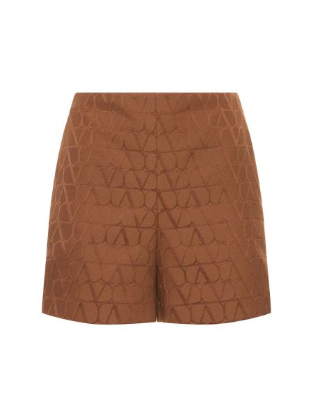 Shorts en coton en jacquard Valentino marron