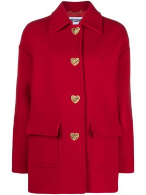Palton cu nasturi cu motiv cu inimi Moschino roșu