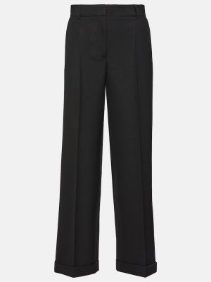 Vlněné rovné kalhoty Totême černé