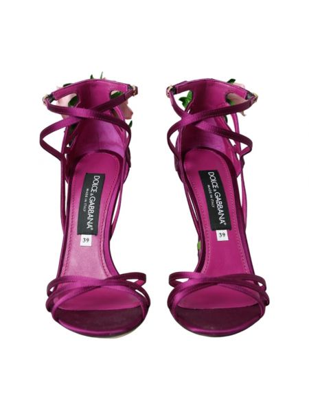 Sandalias de raso de flores Dolce & Gabbana violeta