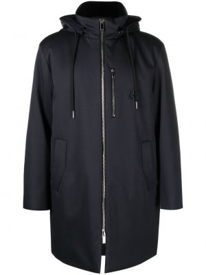 Kabát s kapucí Giorgio Armani modrý