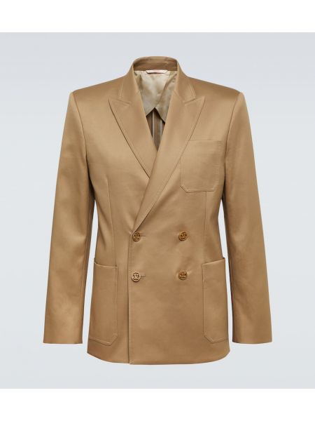 Bomuld satin dobbeltradet blazer Valentino beige