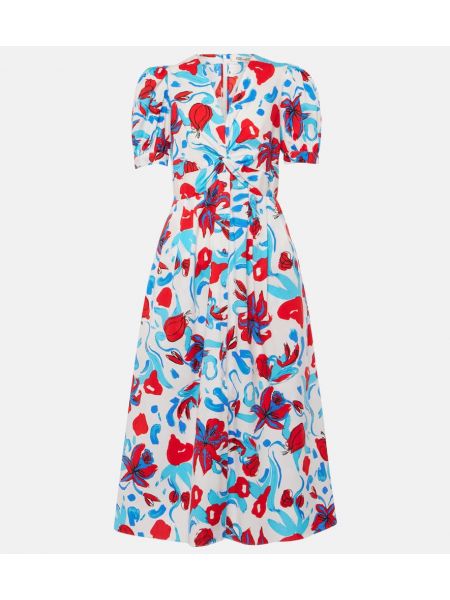 Kukka- puuvilla halkio mekko Diane Von Furstenberg punainen