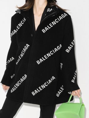 Žakardinis raštuotas paltas Balenciaga juoda