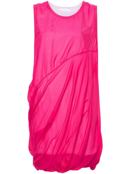 Hedvábné mini šaty Helmut Lang růžové