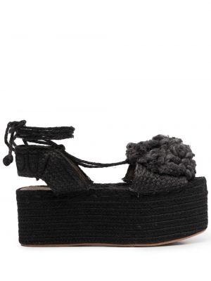 Sandale s cvjetnim printom s aplikacijama Patou crna