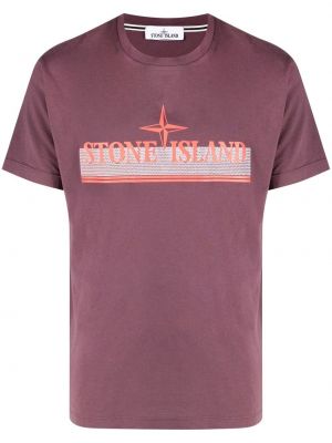 Pamučna majica s printom Stone Island ljubičasta