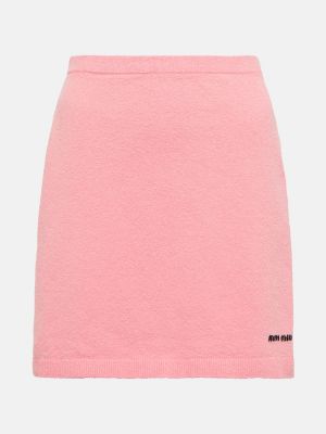 Jupe courte en coton Miu Miu rose