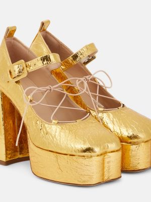 Pantofi cu toc din piele cu platformă Simone Rocha auriu