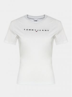 Slim fit tričko Tommy Jeans bílé