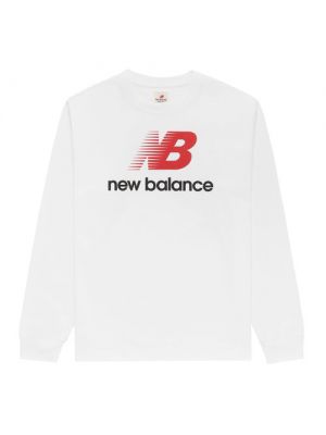 T-shirt en coton avec manches longues New Balance blanc