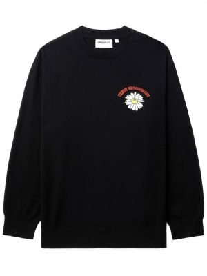 Kvetinové bavlnené tričko Chocoolate čierna