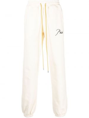 Bavlněné sportovní kalhoty s výšivkou Rhude - bílá