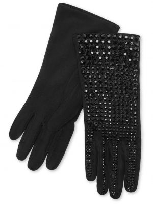 Rękawiczki zamszowe z kryształkami Philipp Plein czarne