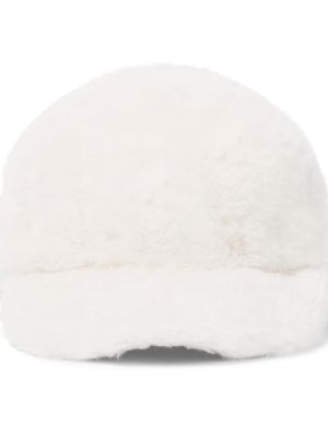 Копринена вълнена шапка с козирки от алпака вълна Max Mara бяло